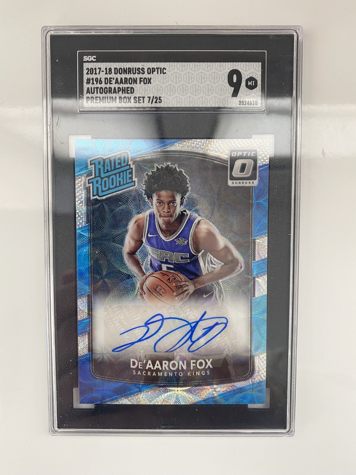 2017 De’Aaron Fox Donruss Optic Rated Rookie Premium Box Set Auto /25 SGC 9