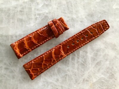 21mm/18mm Cognac Alligator Crocodile Embossed Leather Watch Strap Band