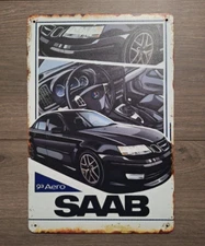 SAAB 9-3 Aero Metal Tin Plaque Room Décor Plate Retro Wall Art 8" x 12"