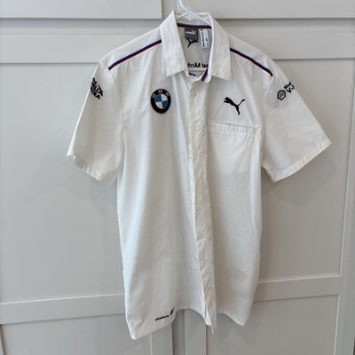 Puma BMW Motorsport Team Shell Helix Ultra White Short Sleeve Shirt SZ L Rare