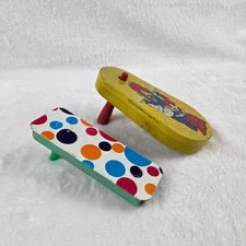 Lot of 2 Vintage Tin Litho Noisemakers – Kirchhof USA & Polka Dot – Working