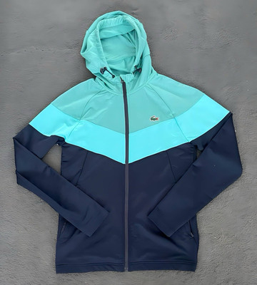 Lacoste Sport Herren Zip-Hoodie Kapuze Colorblock S Blau/Türkis Baumwolle Piqué
