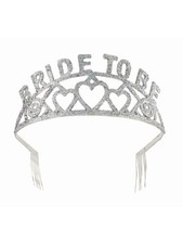 Silver Bride-to-Be Glitter Tiara for Adults - One Size, Perfect for Parties