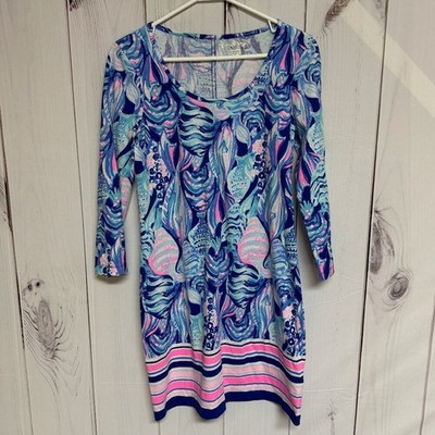 Lilly Pulitzer Beacon Shift Dress Small Scale Up Print Pima Cotton EUC