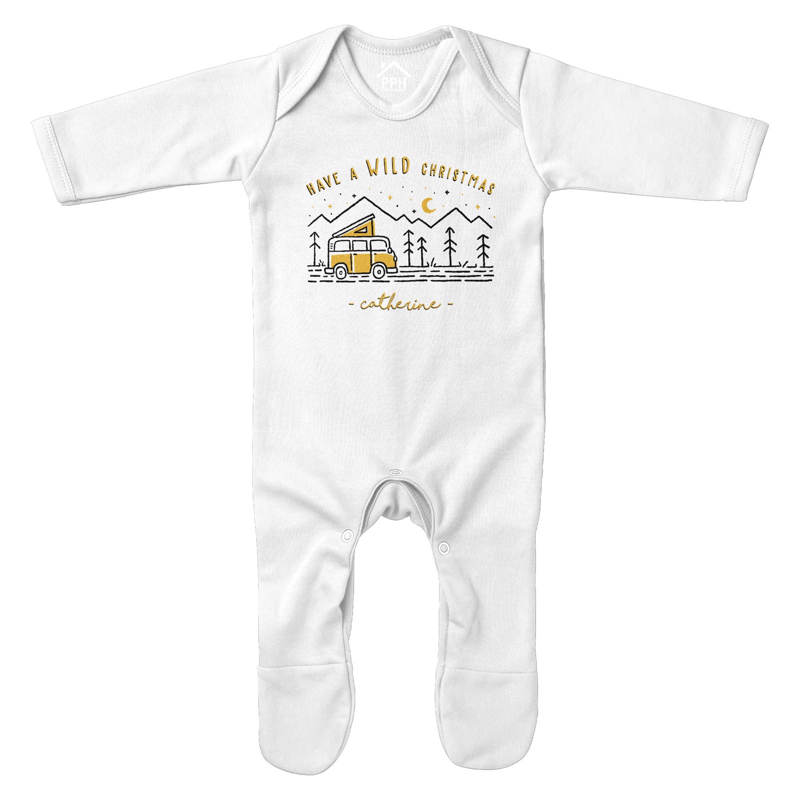 Christmas Personalised Romper Suit For Babies Wild Camper Van Baby Gift romper