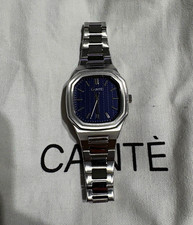 CAINTÉ 1903 Quartz Watch Blue Textured Dial 39mm Octagon Steel Bracelet 100m