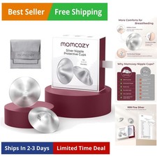 999 Silver Nursing Cups Perforated Breathable Design, 999 Silver Nipple Cove...
