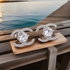 2Ct Round Cut Moissanite luxury C VVS1 Stud Earrings In solid 18K Gold Plated — photo 1