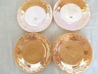 Fire King Ware Anchor Hocking peach luster Laurel Leaf set of 4 vintage 9" lunch