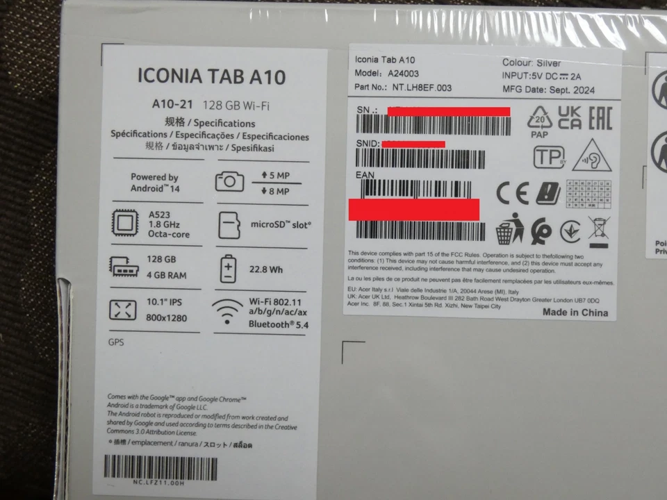 Acer Tablet 10,1" ICONIA TAB A10 21 Silver - Nuovo - Immagine 3 di 4