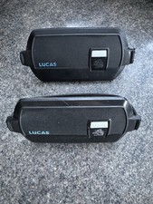 PAIR OF Original LUCAS SQUARE 8 FT/LR8 FRONT FOG / SPOT LIGHT COVERS & STRAPS