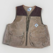 Vintage Carhartt Hunting Vest Made From Cotton Duck Canvas Corduroy Shoulders XL