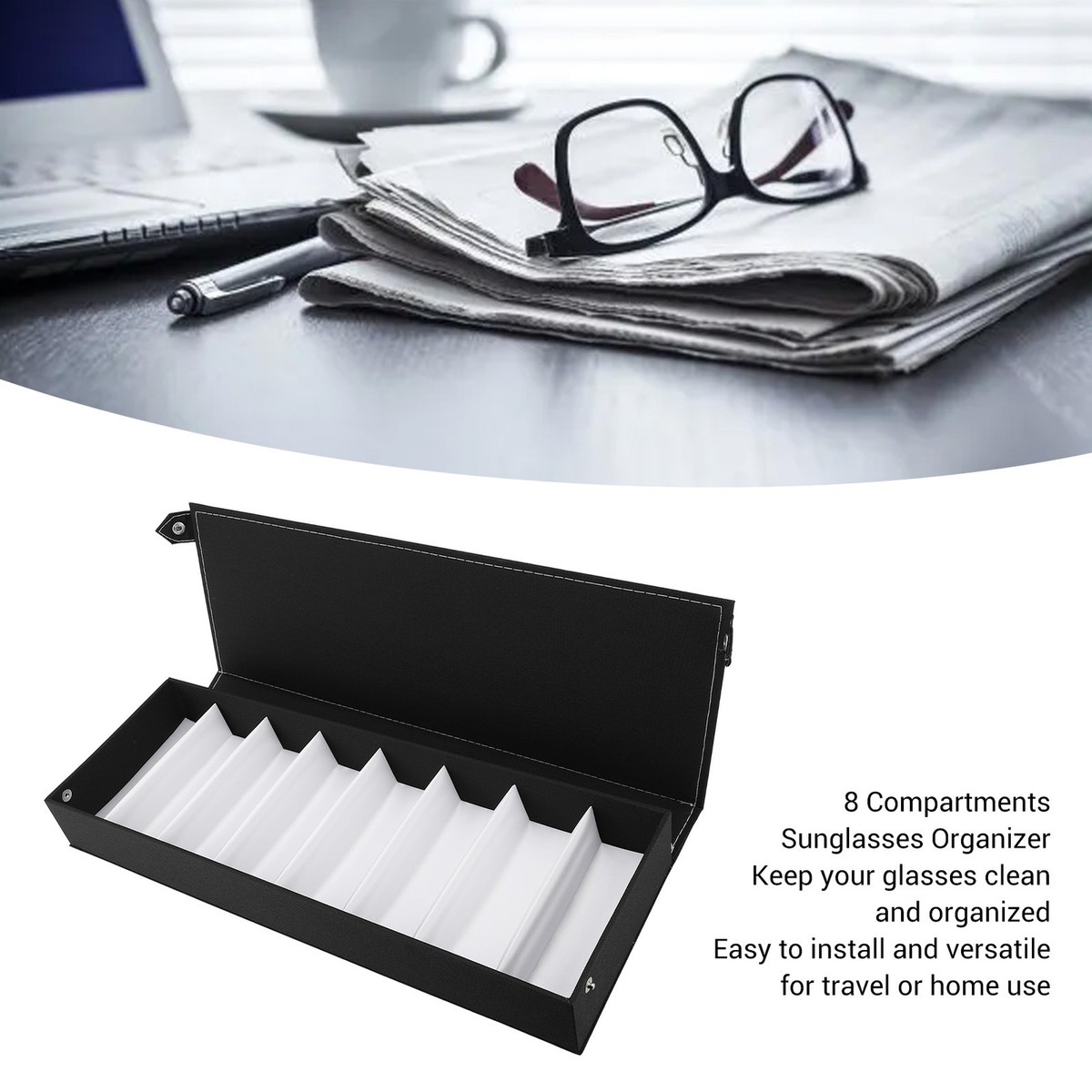 Sunglasses Organizer 8 Compartments!! New box Juvale 8 Slot Sunglasses Organizer Storage Case for Multiple  main image 4
