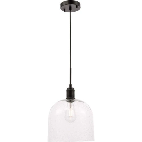 Living District Gabe 1-Light Metal Pendant in Black and Clear Seeded - Picture 2 of 9