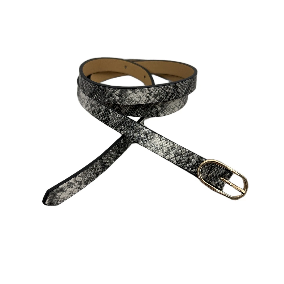 Jane Roberts Vintage 90s Genuine Snakeskin Leather Belt, Gray,OS Animal Print Gray Belts for Women for sale | eBay main image 3
