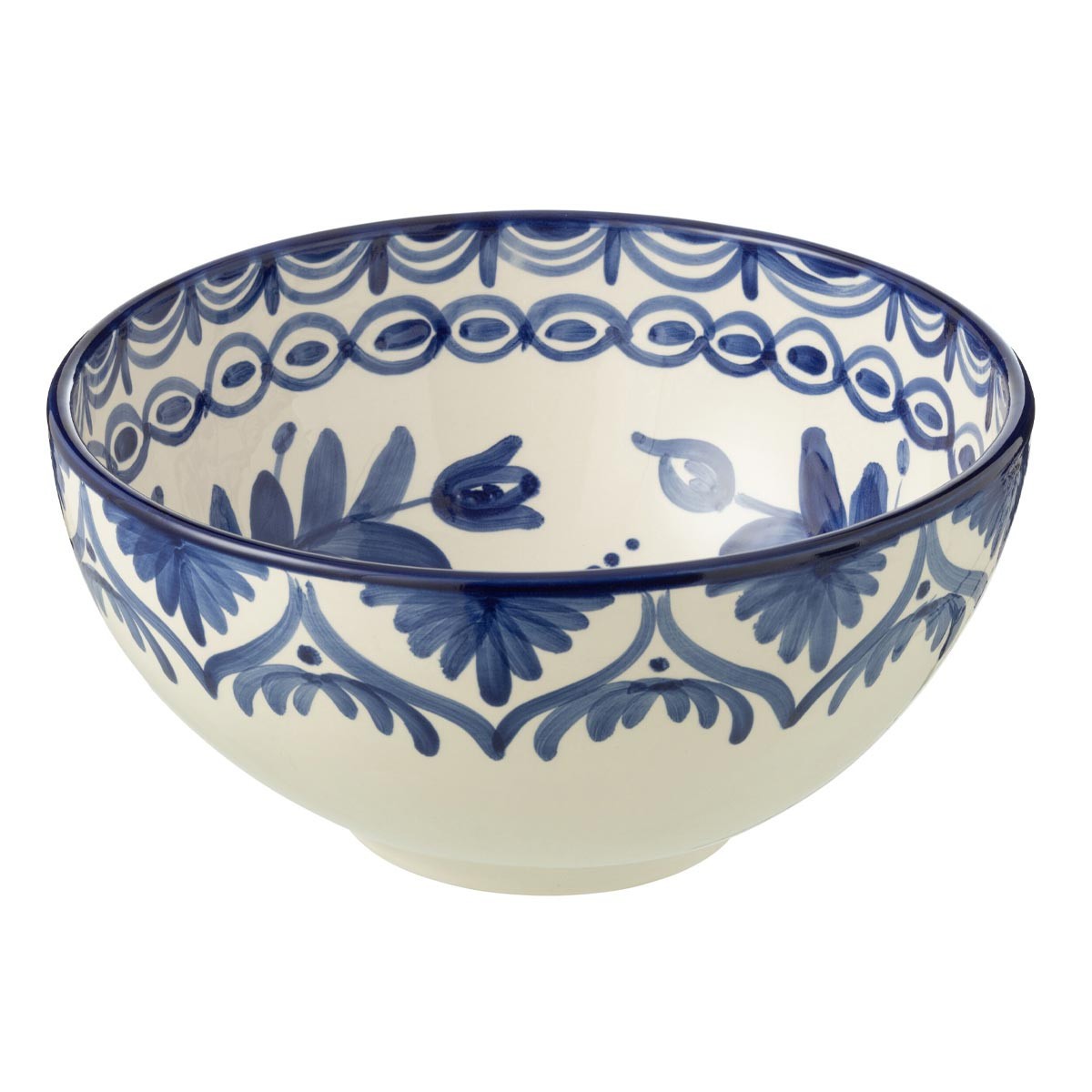 Grand saladier en céramique Granada 28cm bleu cobalt peint à la main