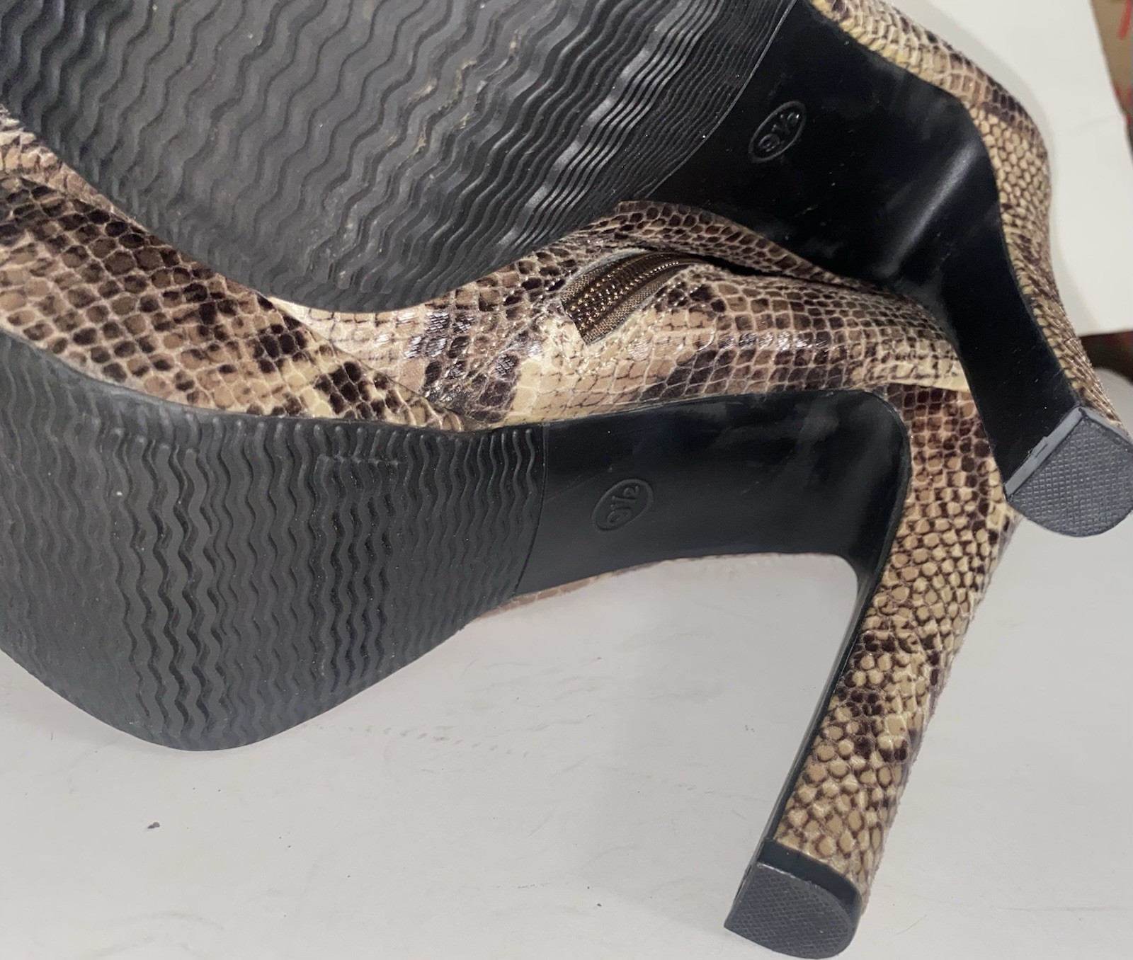 Python Snakeskin High Heel Ankle Boots - Size 9.5 - image 4