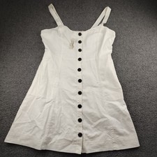 Madewell Denim White Overall Mini Dress Square Neck Sleeveless Size 14 NWT