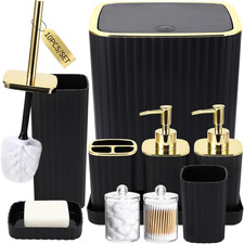 Bathroom Accessories Set - Gorgeous Black Bathroom Set, 10PC Bathroom Accessory