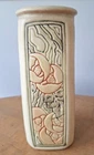 Weller Pottery Roma Cream Panel Vase Pink Flowers 8.25"H c. 1915