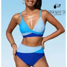 Zaful Lace Up Back High Waist Bikini Swimsuit Size M