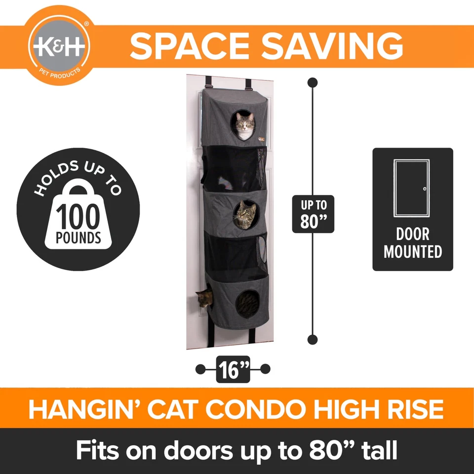 Hangin Cat Tree Condo 5 Level Door Mounted Cat Furniture, Space Saving, Mesh ... - Image 4 of 4