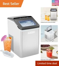 Pebble Ice Machine - Makes 33lbs Daily, Chewable Ice in Just 20 Minutes