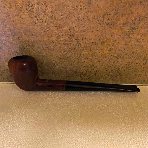 Vintage Billiard Estate Tobacco Smoking Pipe Brown Bowl with Long Black Stem