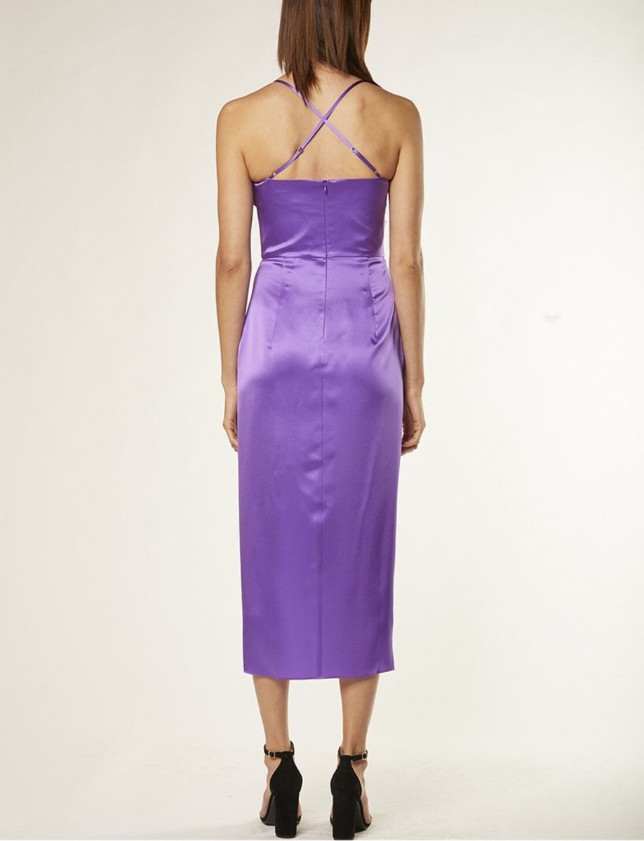 michelle mason purple silk dress Michelle Mason Cut out-detail Silk Maxi Dress | Purple