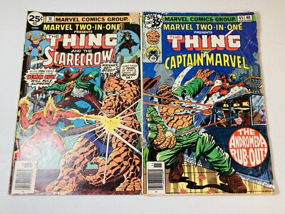 Marvel Two In One #18 Thing & the Scarecrow + #45 Thing & Captain Marvel Comics