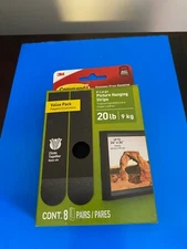 NEW COMMAND 20LB XL HEAVYWEIGHT PICTURE HANGERS STRIPS 8 PAIRS