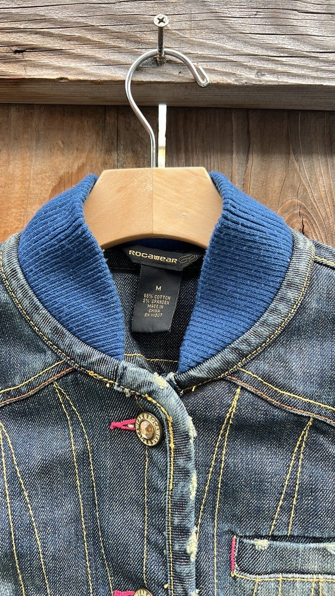 Vintage Y2K 90s Rocawear Blinged Denim Ruched Sleeve Jacket. | eBay