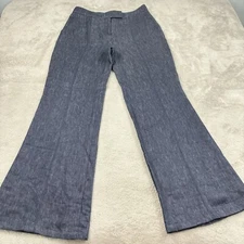 Gabriela Hearst High Rise Linen Wide Leg Flare Jean Pants Womens 46 (US 10) Blue