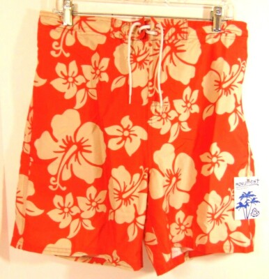 Men's Monument Brand  Orange - Beige Swim Trunks Size Medium NWT
