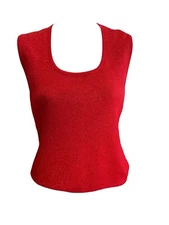 Vintage Joseph A Womens Tank Silk Sleeveless Metallic Red Y2K SZ L