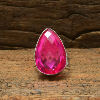 Gorgeous Rubellite Gemstone 925 Sterling Silver Handmade Ring All Size A-249