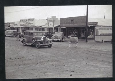 REAL PHOTO FREER TEXAS DOWNTOWN STREET SCENE OLD CARS STORES POSTCARD COPY