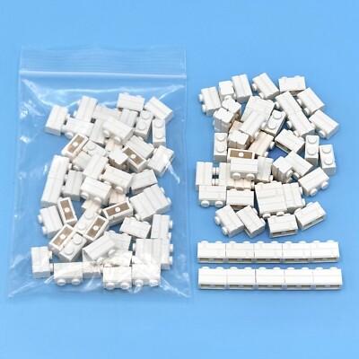 LEGO 50 NEW White Modified 1x2 Masonry Profile Bricks House Wall Building Pieces