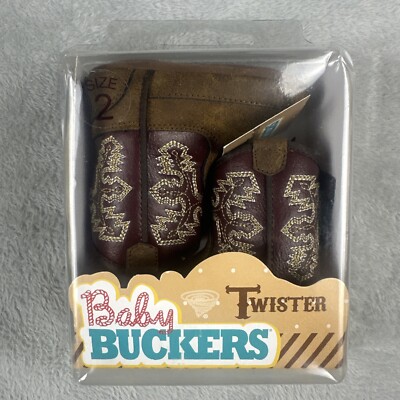 Twister Western Bucker Boots Infant Stitch Tan Size 2 4426508
