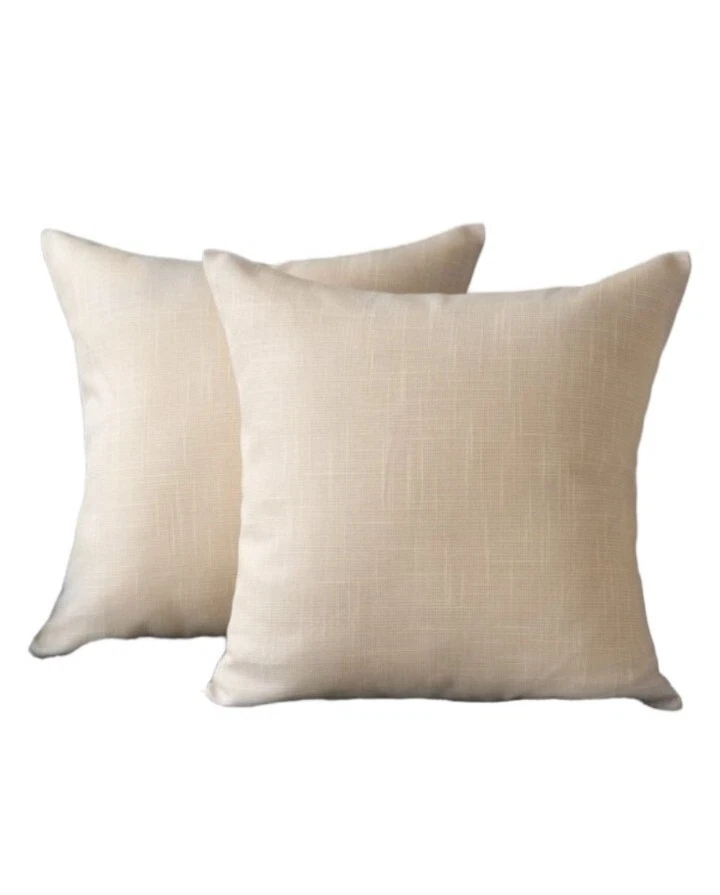 Almohada decorativa de lino texturizado suave Phantoscope, 20"x20", beige, paquete de 2 Foto 4 de 4