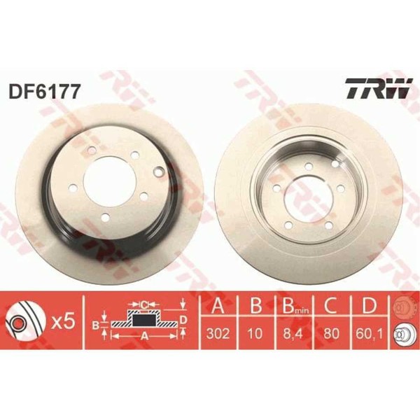 TRW 2X Bremsscheibe Hinten 302 Voll FüR Mitsubishi ASX Ga_W_ Outlander II-image