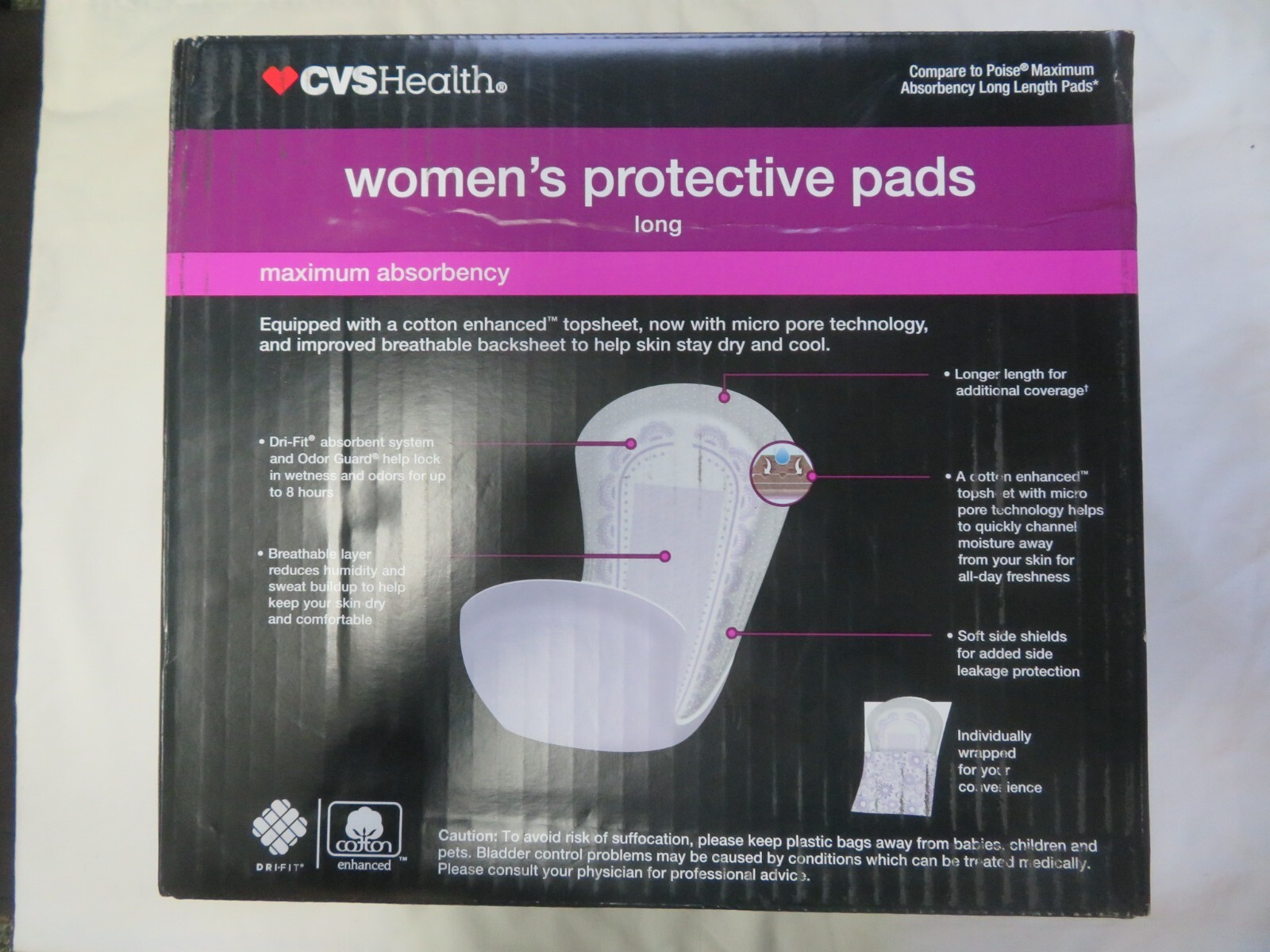 CVS Health Women's Protective Pads Long 84 Wrapped Pads Maximum