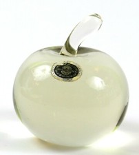 Heavy Tinted Clear 3" Apple Paperweight, American Cut Crystal Co. Czechoslovakia
