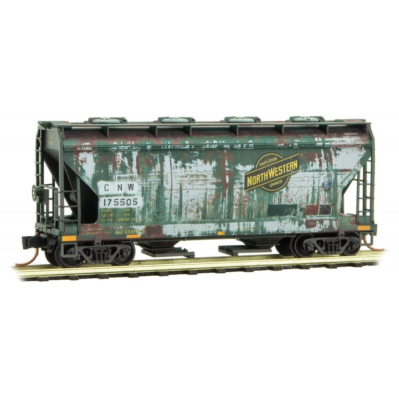 N Scale Micro-Trains C&NW 2-Bay Covered Hopper Weathered MTL #092 44 450
