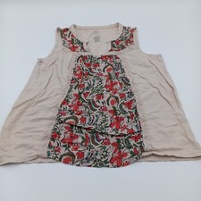 St Johns Bay Top Womens Small Tan Floral Design