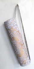 Indian White Gold Yoga Mat Carrier Bag Mandala Large Bags With Shoulder Strap US
