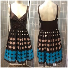 Maria Bonita,Woman,Formal Woman Dress,Browncolored polka dots Sz L,Made in USA.!