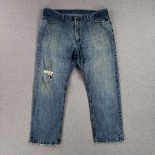 Wrangler 42x30 Regular Fit Blue Jeans Distressed Faded Old School Retro