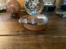 Navajo James Reid style Santa Fe Sterling Silver Belt Buckle 32-34-1.25-.75   