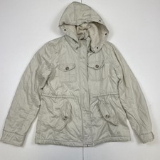 Womens Aeropostale Jacket Xl White Hooded Jacket Mid Length Insulated Winter
